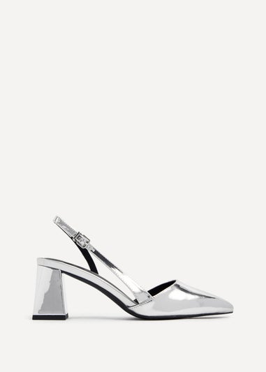 Linzi Brooklyn Silver Chrome Sling Back Court Heel