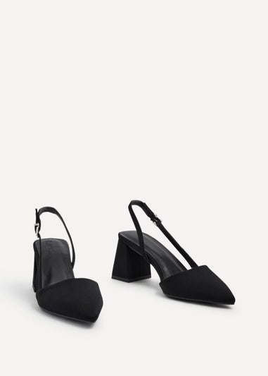 Linzi Brooklyn Black Scuba Sling Back Court Heel