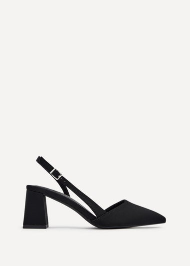 Linzi Brooklyn Black Scuba Sling Back Court Heel