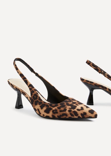 Linzi Presley Leopard Print Sling Back Low Court Heel