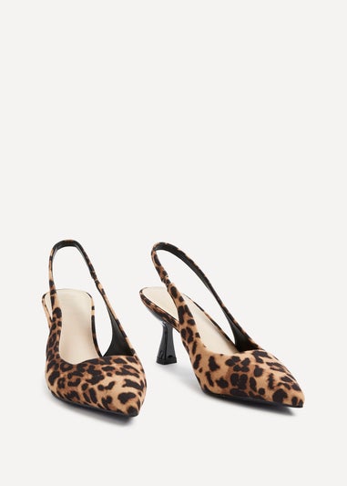 Linzi Presley Leopard Print Sling Back Low Court Heel