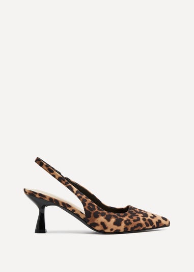 Linzi Presley Leopard Print Sling Back Low Court Heel