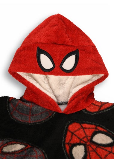 Marvel Spiderman Boys Black Hooded Blanket