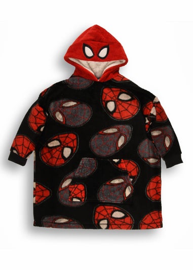 Marvel Spiderman Boys Black Hooded Blanket