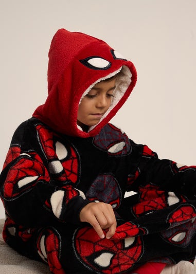 Marvel Spiderman Boys Black Hooded Blanket