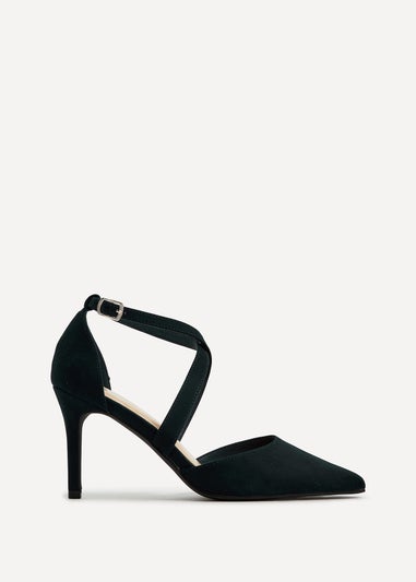 Linzi Runway Black Faux Suede Stiletto Court Heel