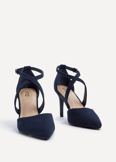 Linzi Runway Navy Faux Suede Stiletto Court Heel