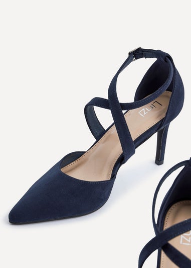 Linzi Runway Navy Faux Suede Stiletto Court Heel