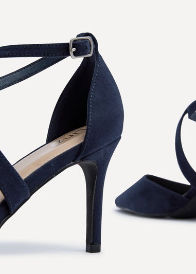 Linzi Runway Navy Faux Suede Stiletto Court Heel