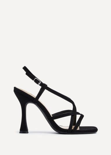 Linzi Sabrina Black Faux Suede Square Toe High Heel