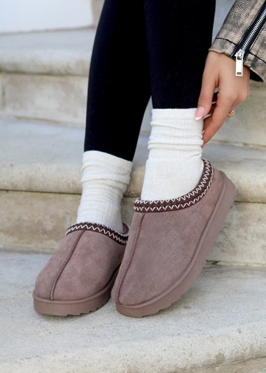 Linzi Tammy Mocha Suede Slipper