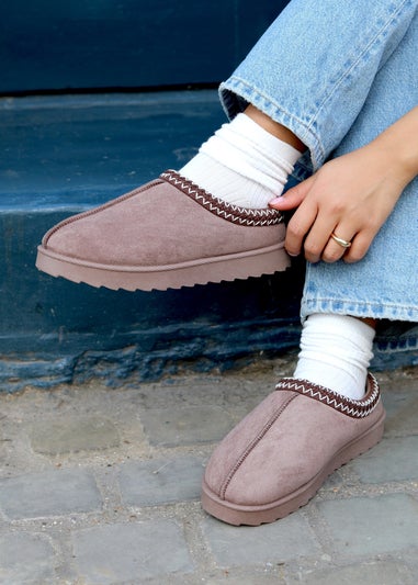 Linzi Tammy Mocha Suede Slipper