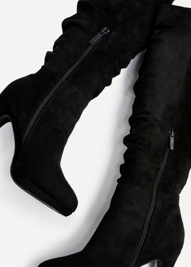 Linzi Gianna Black Faux Suede Platform High Leg Boot