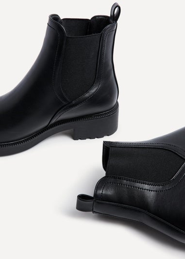 Linzi Aspen Black Faux Leather Classic Chelsea Boot