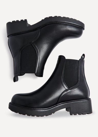 Linzi Aspen Black Faux Leather Classic Chelsea Boot