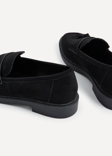 Linzi Rosalie Black Faux Nubuck Classic Slip On Loafer