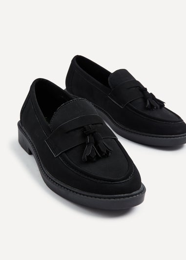 Linzi Rosalie Black Faux Nubuck Classic Slip On Loafer