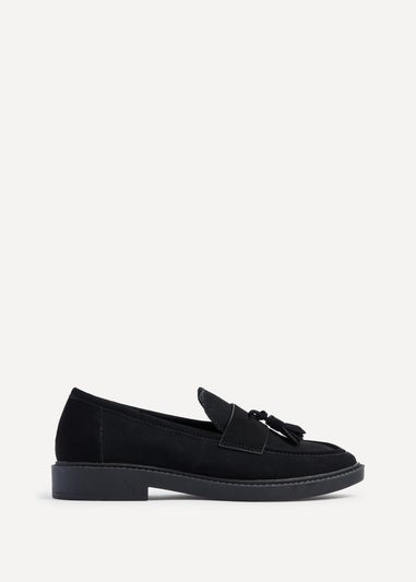 Linzi Rosalie Black Faux Nubuck Classic Slip On Loafer