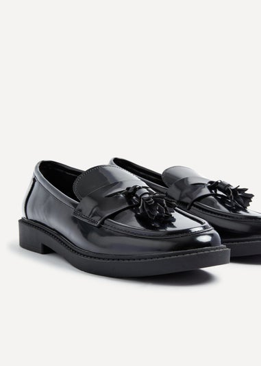 Linzi Rosalie Black High Shine Classic Slip On Loafer