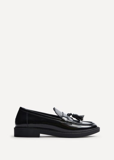 Linzi Rosalie Black High Shine Classic Slip On Loafer