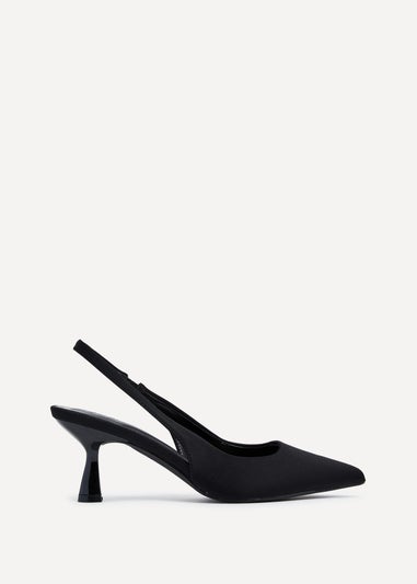 Linzi Presley Black Lycra Sling Back Low Court Heel