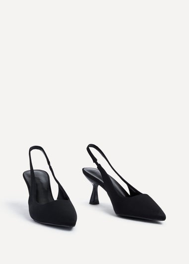 Linzi Presley Black Lycra Sling Back Low Court Heel