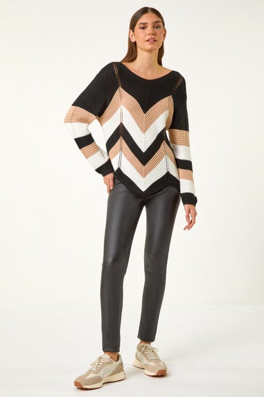 Roman Black Chevron Colour Block Jumper