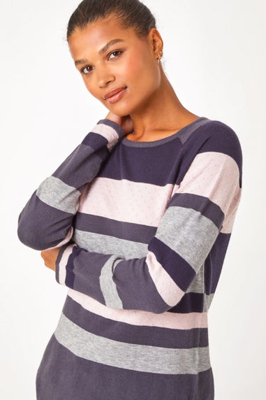 Roman Midnight Blue Colour Block Ribbed Jumper