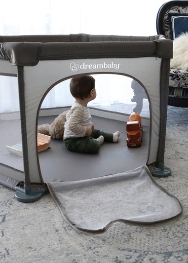 Dreambaby Grey Explore Fabric 6-Sided Playpen With Padded Frame