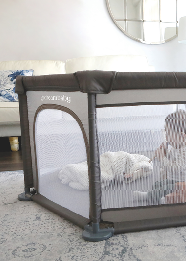 Dreambaby Grey Explore Fabric 6-Sided Playpen With Padded Frame