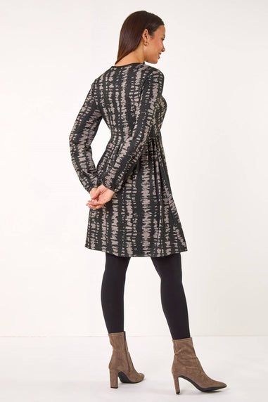 Roman Black Abstract Print Soft Knit Dress