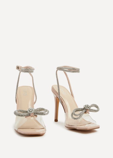 Linzi Princella Sand Patent & Perspex Stiletto Peep Toe Heels