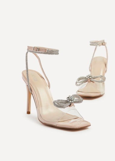 Linzi Princella Sand Patent & Perspex Stiletto Peep Toe Heels