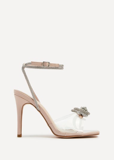 Linzi Princella Sand Patent & Perspex Stiletto Peep Toe Heels