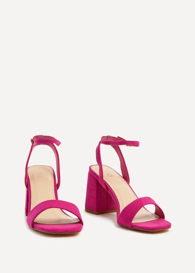 Linzi Tara Fuchsia Faux Suede Barely There Block Heeled Sandal