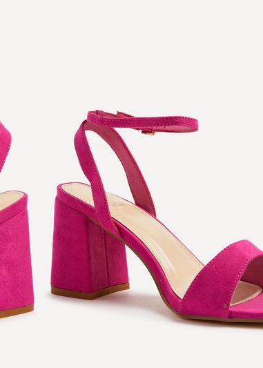 Linzi Tara Fuchsia Faux Suede Barely There Block Heeled Sandal