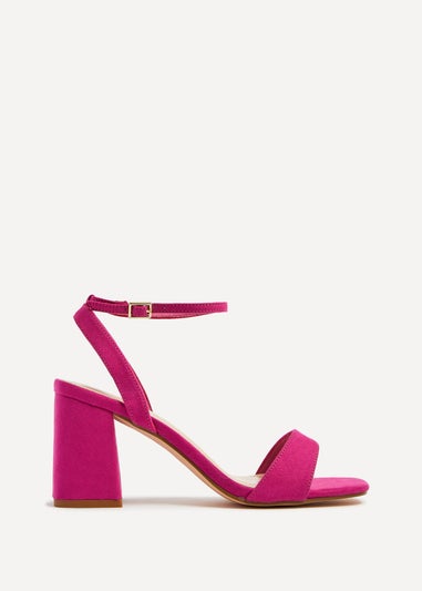 Linzi Tara Fuchsia Faux Suede Barely There Block Heeled Sandal