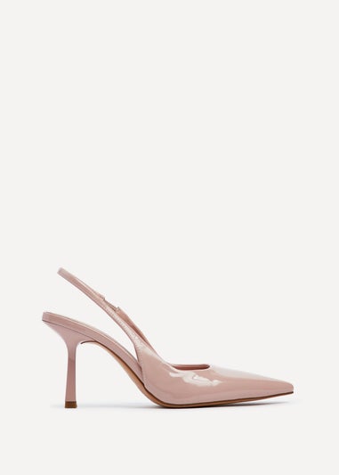 Linzi Fling Sand Faux Patent Sling Back Court Heel