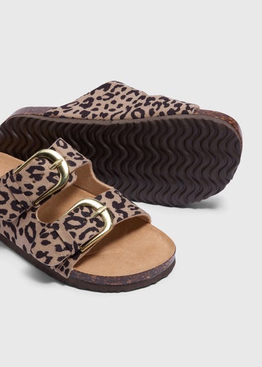 Girls Tan Leopard Sandals (Younger 10-Older 5)