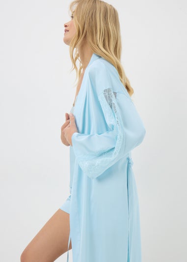 Blue Satin Dressing Gown