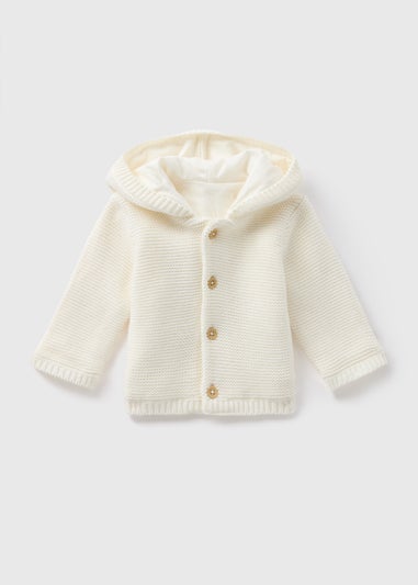 Baby Cream Jersey Lined Knitted Cardigan (Newborn-23mths)