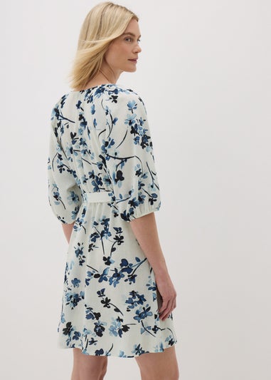 Navy Ditsy Floral Belted Mini Tea Dress