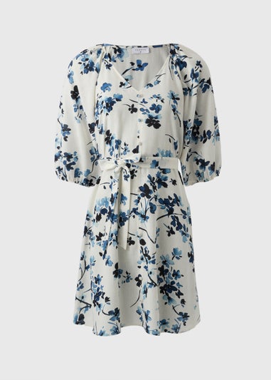 Navy Ditsy Floral Belted Mini Tea Dress