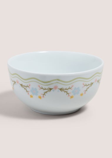 White Floral Cereal Bowl