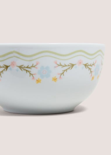 White Floral Cereal Bowl