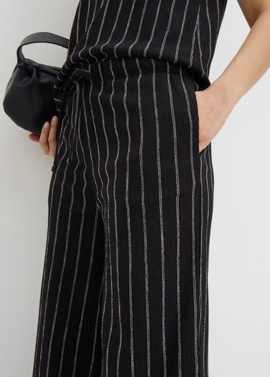 Black Pin Stripe Co Ord Wide Leg Trousers