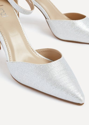 Linzi Maci Silver Glitter Fabric Stiletto Court Heel