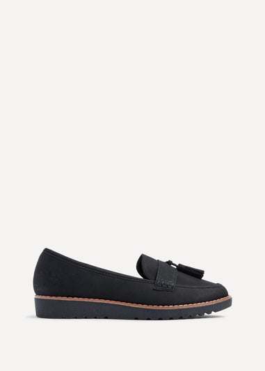 Linzi Samson Black Nubuck Classic Slip On Loafer