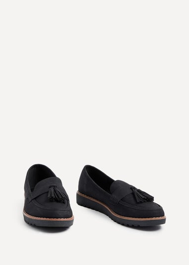 Linzi Samson Black Nubuck Classic Slip On Loafer