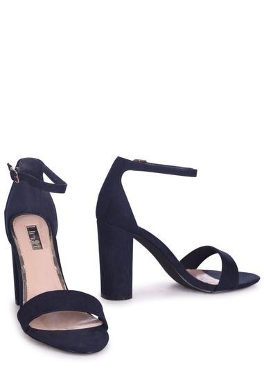 Linzi Nelly Navy Faux Suede Barely There Block Heeled Sandal